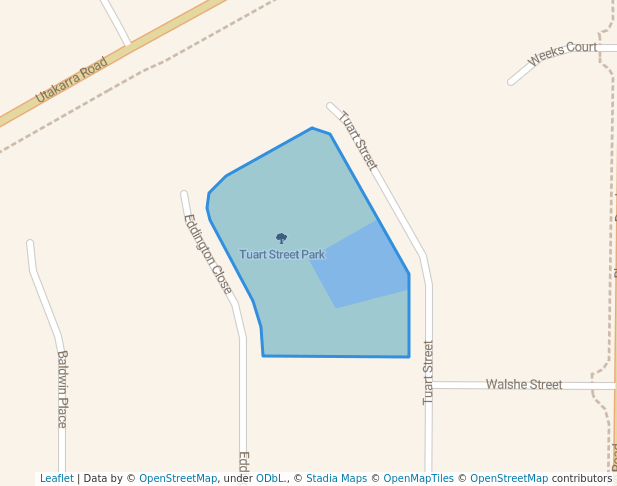 walking in Tuart Street Park map in Rangeway