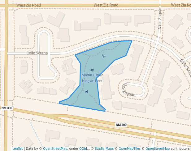 walking in Martin Luther King Jr. Park map in Santa Fe
