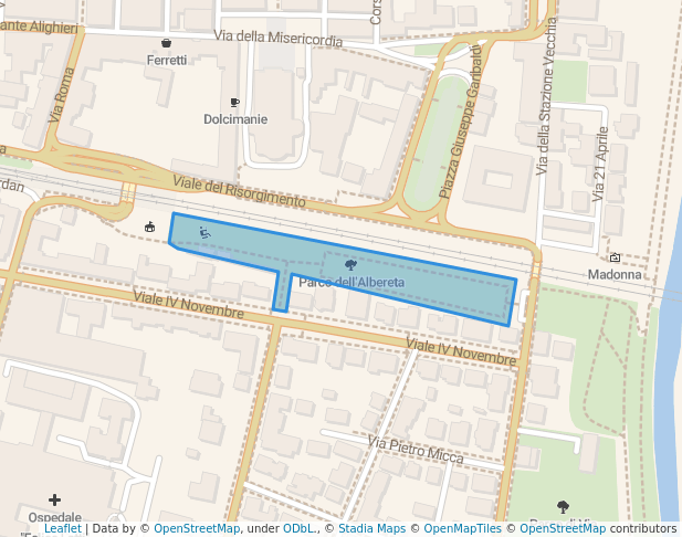 walking in Parco dell'Albereta map in Pontedera