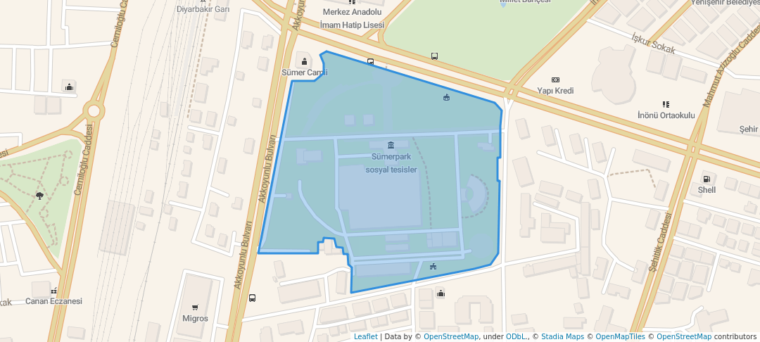 walking in Sümer pak map in Diyarbakır