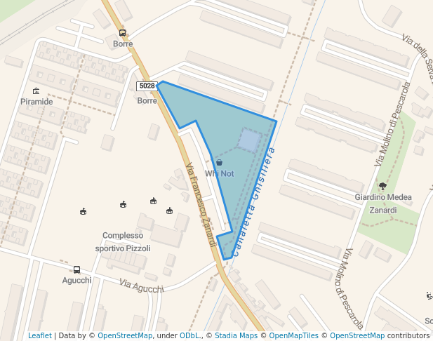 walking in Giardino Sarah Jay map in Bologna