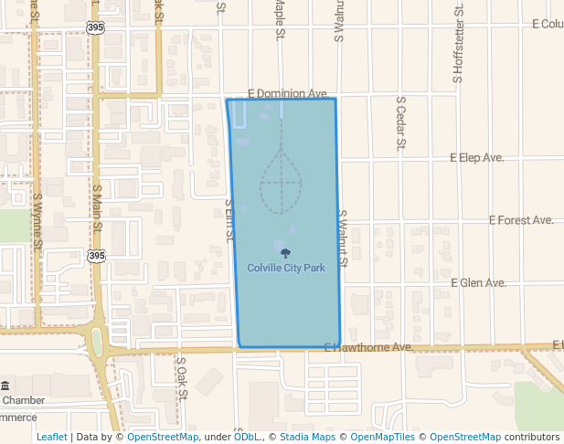 walking in Colville City Park map in Colville