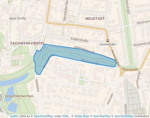 walking in Kehrwiederwall map in Hildesheim