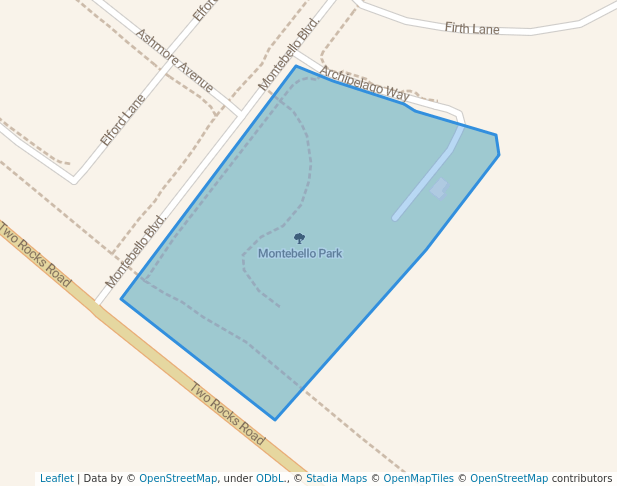 walking in Montebello Park map in Two Rocks