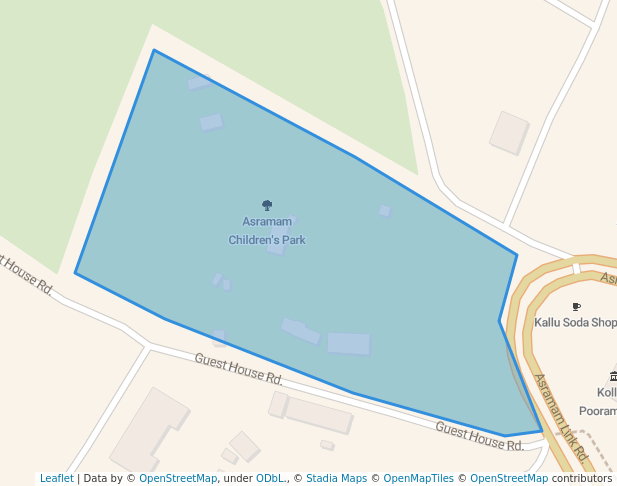 walking in Asramam Children's Park map in Kollam