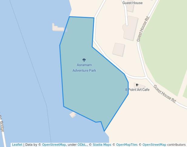 walking in Asramam Adventure Park map in Kollam