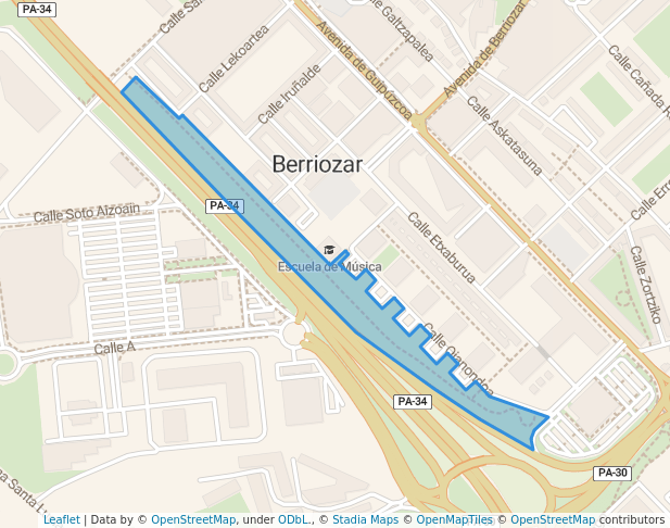 walking in Parque Basoa map in Berriozar