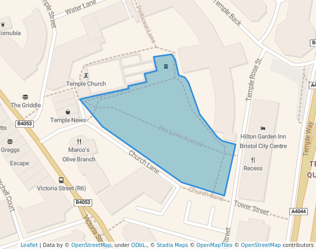 walking in Temple Gardens map in Bristol