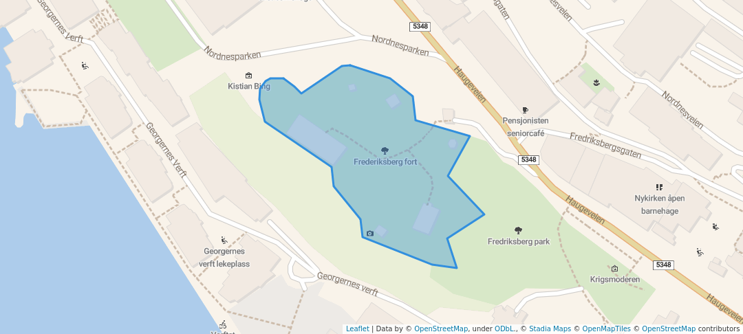 walking in Frederiksberg fort map in Bergen