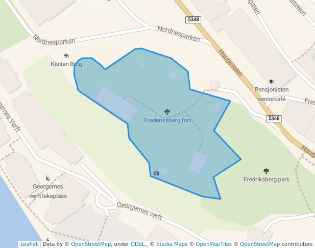 walking in Frederiksberg fort map in Bergen