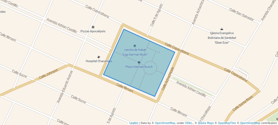 walking in Plaza German Busch map in El Alto