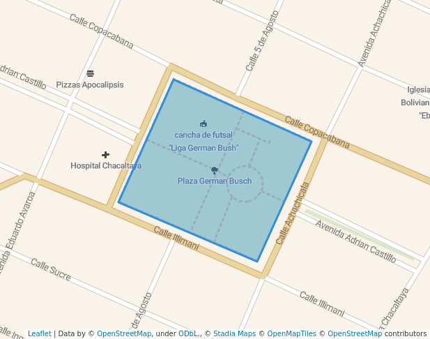 walking in Plaza German Busch map in El Alto