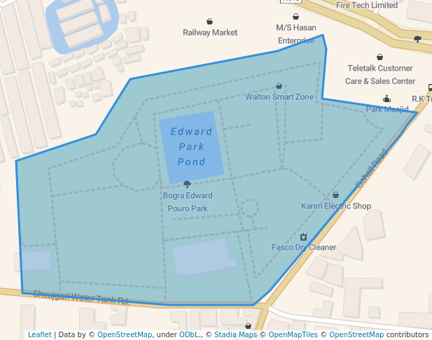 walking in Bogra Edward Pouro Park map in Bogura