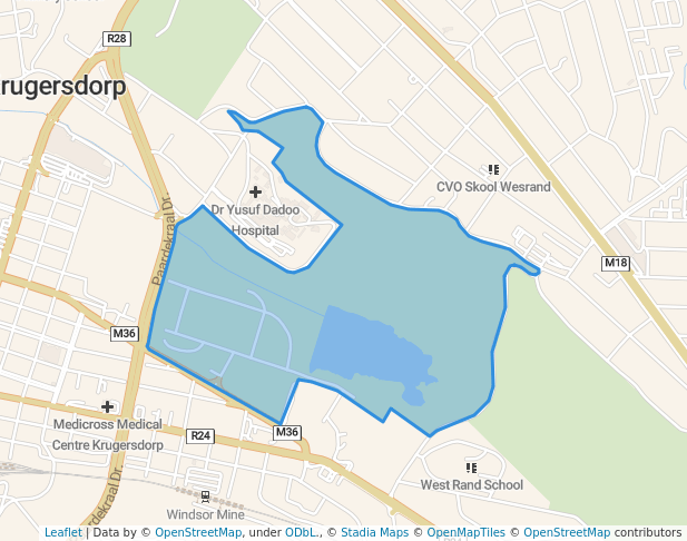 walking in Coronation Park map in Krugersdorp