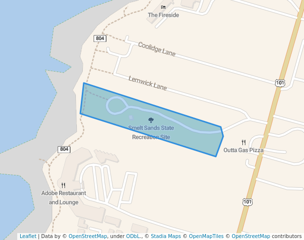 walking in Smelt Sands State Recreation Site map in Yachats