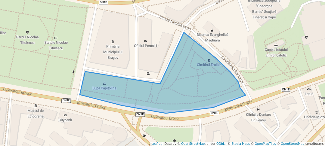 walking in Parcul Eroilor map in Brașov