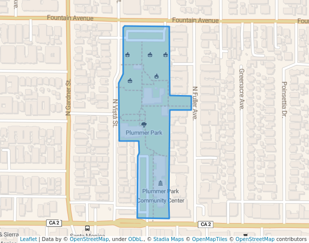 walking in Plummer Park map in West Hollywood