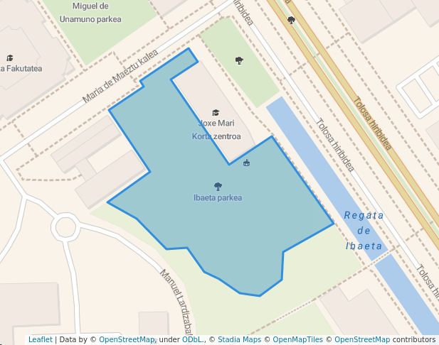 walking in Ibaeta parkea map in Donostia