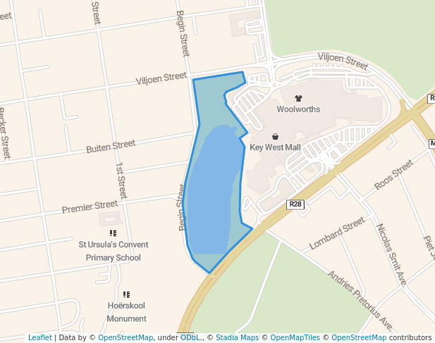 walking in Pretorius Park map in Krugersdorp