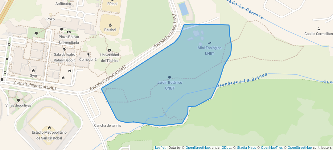 walking in Jardín Botánico UNET map in San Cristóbal