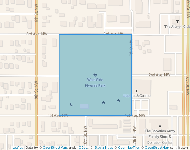 walking in West Side Kiwanis Park map in Great Falls