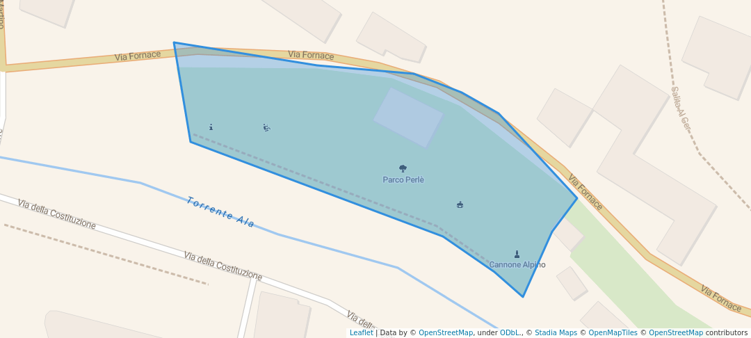 walking in Parco Perlè map in Ala