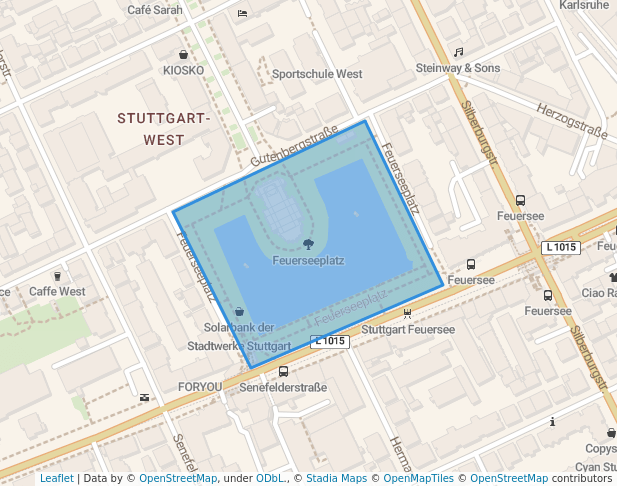walking in Feuerseeplatz map in Stuttgart