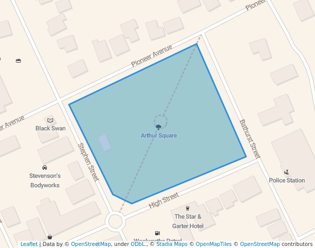 walking in Arthur Square map in New Norfolk