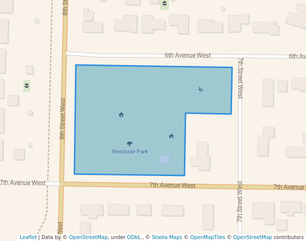 walking in Westside Park map in West Fargo