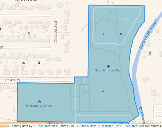 walking in North Elmwood Park map in West Fargo