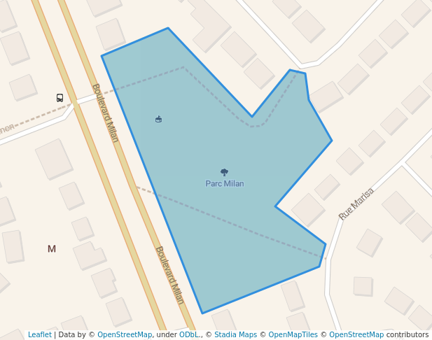 walking in Parc Milan map in Brossard