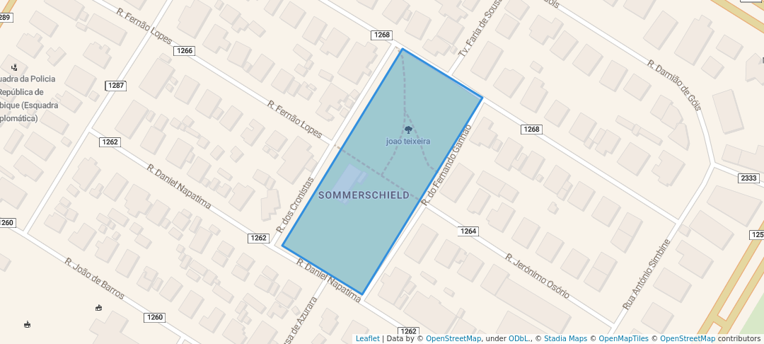 walking in Jardim dos Cronistas map in Maputo