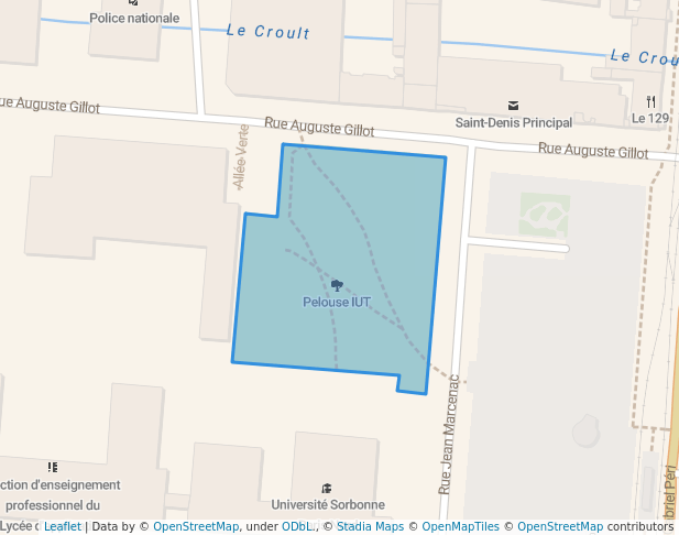 walking in Pelouse IUT map in Saint-Denis