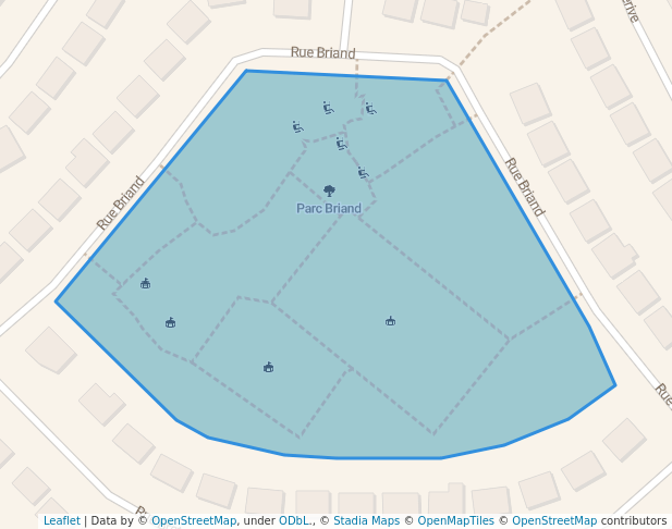 walking in Parc Briand map in Brossard