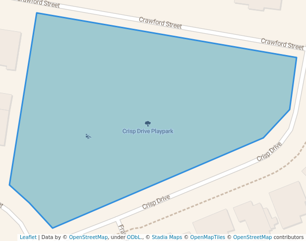 walking in Crisp Drive Playpark map in Ashmont