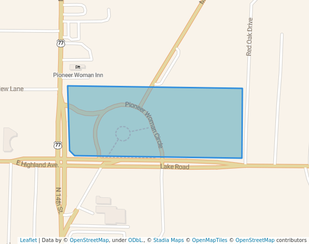 walking in Pioneer Woman Monument map in Ponca City