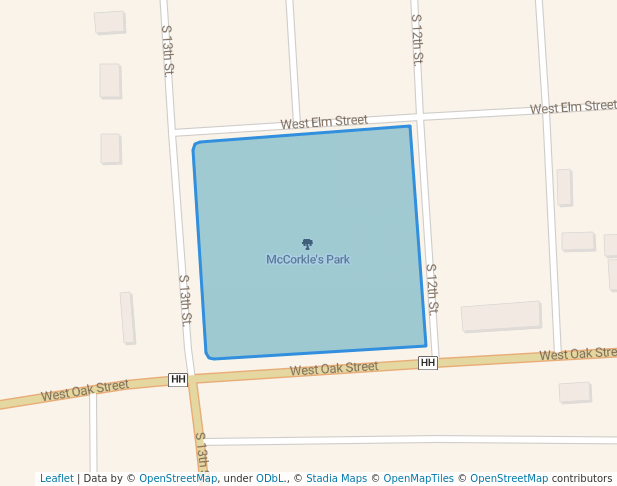 walking in McCorkle's Park map in Lamar