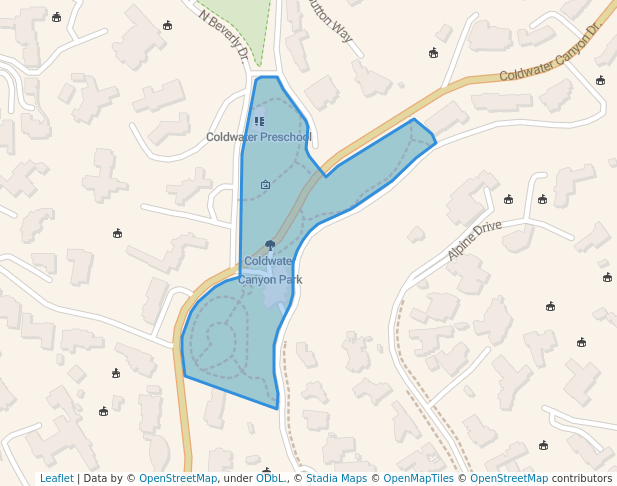 walking in Coldwater Canyon Park map in Beverly Hills
