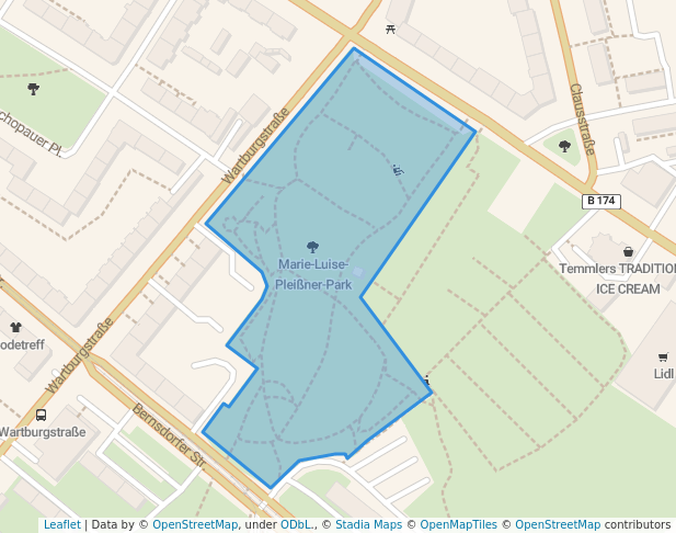 walking in Marie-Luise-Pleißner-Park map in Chemnitz