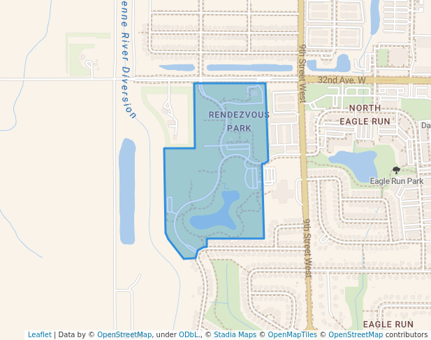 walking in Rendezvous Park map in West Fargo