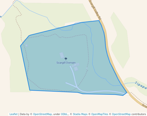 walking in Scargill Domain map in Greta Valley