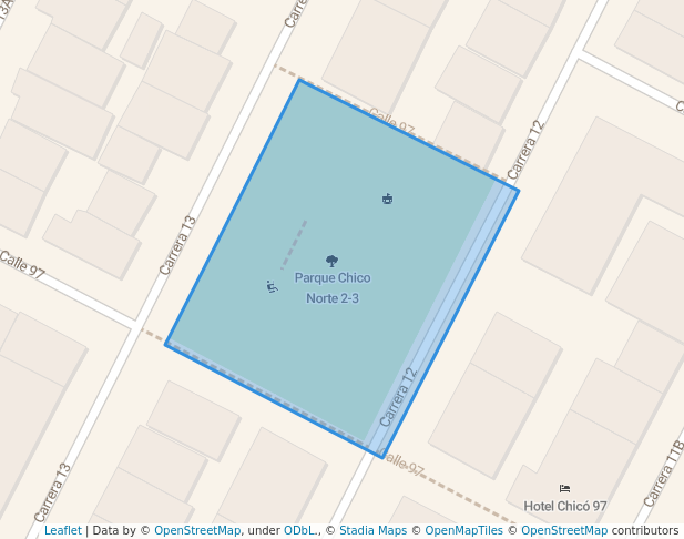 walking in Parque Chico Norte 2-3 map in Bogotá