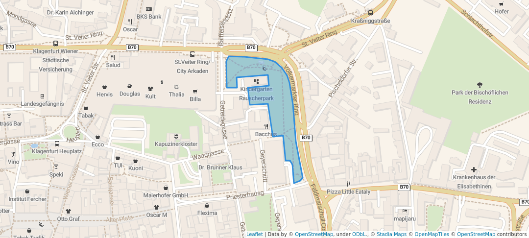 walking in Rauscherpark map in Innere Stadt