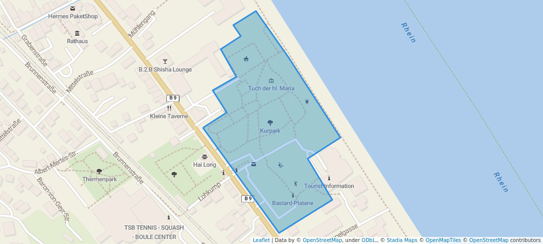 walking in Kurpark map in Bad Breisig