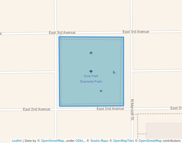 walking in Doty Park (Eastside Park) map in Loomis