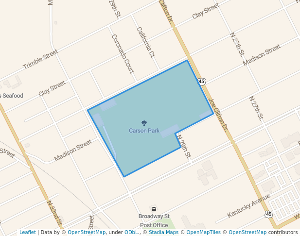 walking in Carson Park map in Paducah