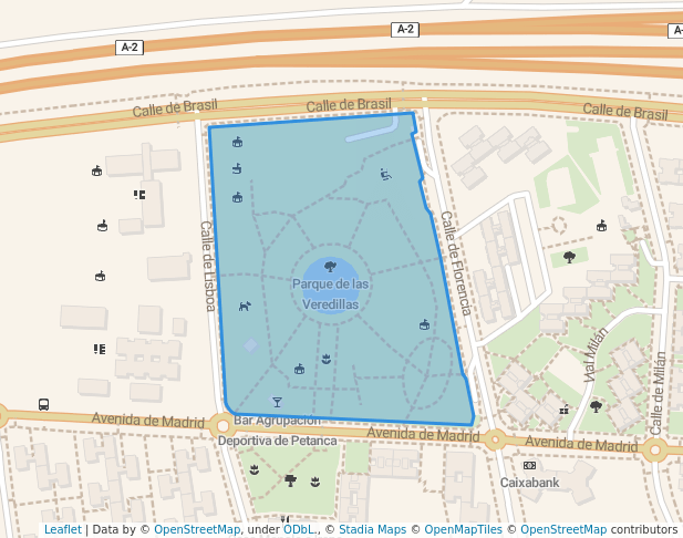 walking in Parque de las Veredillas map in Torrejón de Ardoz