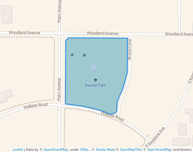 walking in Beamer Park map in Woodland