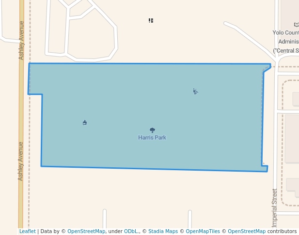 walking in Harris Park map in Woodland