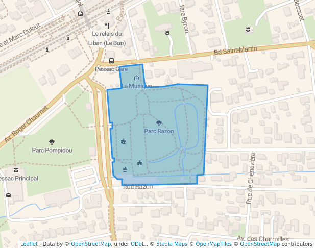 walking in Parc Razon map in Pessac